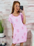 Virágmintás, pamut és viszkóz anyagú, rövid ujjú ruha L-XL