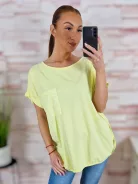 Zsebnél flitteres, rövid ujjú, pamut felső L-XL