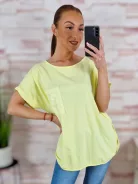 Zsebnél flitteres, rövid ujjú, pamut felső L-XL