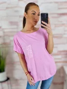 Zsebnél flitteres, rövid ujjú, pamut felső L-XL