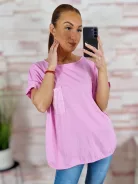 Zsebnél flitteres, rövid ujjú, pamut felső L-XL