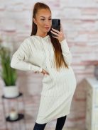 Kapucnis, bordázott, gépi kötött anyagú, hosszú ruha S-M-L