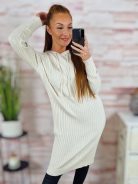 Kapucnis, bordázott, gépi kötött anyagú, hosszú ruha S-M-L