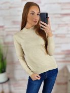 Félgarbós nyakú, puha, gépi kötött anyagú felső M-L