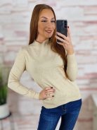 Félgarbós nyakú, puha, gépi kötött anyagú felső M-L