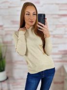 Félgarbós nyakú, puha, gépi kötött anyagú felső M-L