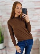 Félgarbós nyakú, puha, gépi kötött anyagú felső M-L