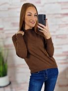 Félgarbós nyakú, puha, gépi kötött anyagú felső M-L