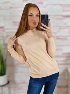 Félgarbós nyakú, puha, gépi kötött anyagú felső M-L