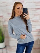 Félgarbós nyakú, puha, gépi kötött anyagú felső M-L