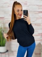 Denevér ujjú, díszgombos, kötött felső M-L