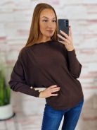 Denevér ujjú, díszgombos, kötött felső M-L