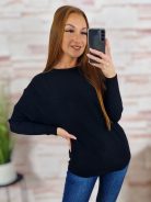 Denevér ujjú, bordázott anyagú, kötött felső M-L