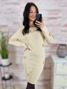 Horgolt virág díszítésű, gépi kötött anyagú ruha XS-S-M