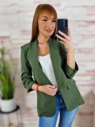 Húzott ujjú, válltöméses, nyitott blézer M-L