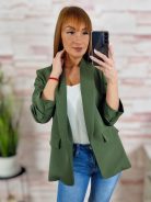 Húzott ujjú, válltöméses, nyitott blézer M-L