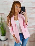 Húzott ujjú, válltöméses, nyitott blézer M-L