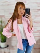 Húzott ujjú, válltöméses, nyitott blézer M-L