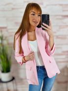 Húzott ujjú, válltöméses, nyitott blézer M-L