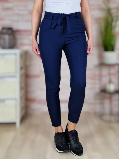 Megkötős, zsebes, sötétkék nadrág S-XL-ig