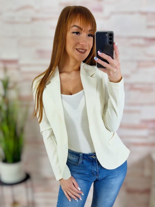 Karcsúsított, összegombolható, álzsebes blézer S-XL-ig