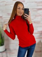 Garbós nyakú, puha, gépi kötött anyagú felső S-M