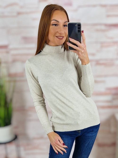 Garbós nyakú, puha, gépi kötött anyagú felső S-M