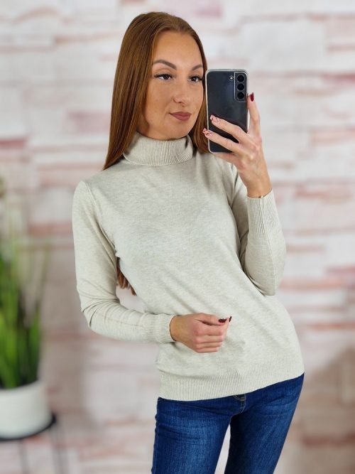 Garbós nyakú, puha, gépi kötött anyagú felső S-M