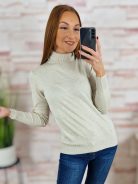 Garbós nyakú, puha, gépi kötött anyagú felső S-M