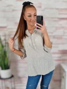 Hátul hosszított, roll-up ujjú, len anyagú felső M-L-XL