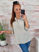 Hátul hosszított, roll-up ujjú, len anyagú felső M-L-XL