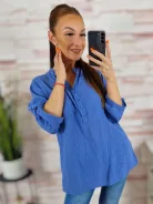 Hátul hosszított, roll-up ujjú, len anyagú felső M-L-XL