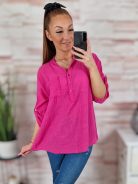 Hátul hosszított, roll-up ujjú, len anyagú felső M-L-XL