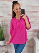 Hátul hosszított, roll-up ujjú, len anyagú felső M-L-XL