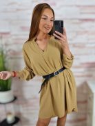 A vonalú, roll-up ujjú, öves ruha M-L-XL