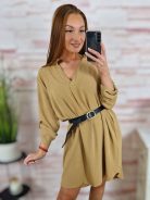 A vonalú, roll-up ujjú, öves ruha M-L-XL