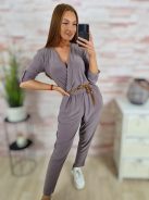 Mellnél átlapolt, gumis derekú, roll-up ujjú overáll S-M-L