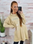 Hátul hosszított, garbós nyakú, mikroplüss anyagú ruha M-L-XL