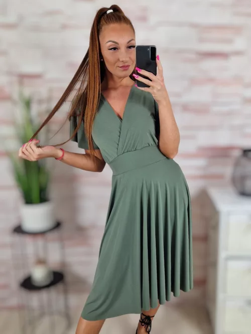 Mellnél átlapolt, loknis aljú ruha S-M