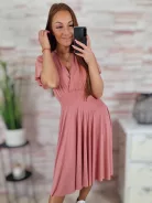 Mellnél átlapolt, loknis aljú ruha S-M