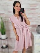 Pillangó ujjú, mellnél kivágott, megkötős ruha M-L