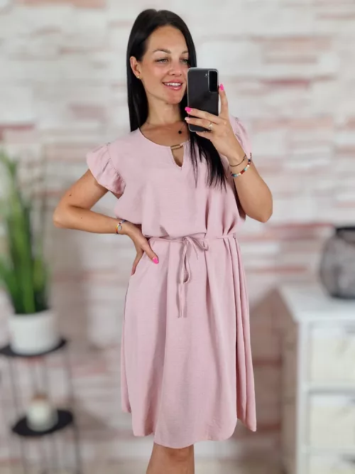 Pillangó ujjú, mellnél kivágott, megkötős ruha M-L