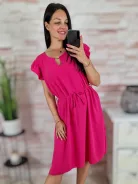 Pillangó ujjú, mellnél kivágott, megkötős ruha M-L