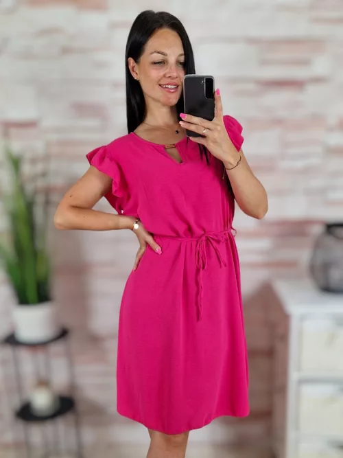 Pillangó ujjú, mellnél kivágott, megkötős ruha M-L