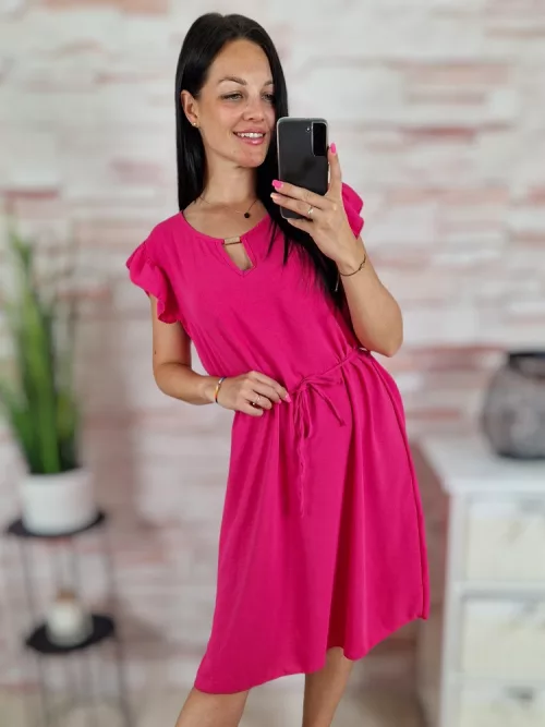 Pillangó ujjú, mellnél kivágott, megkötős ruha M-L