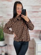 Mintás, gumis aljú, nyaknál megkötős felső S-M-L