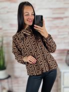 Mintás, gumis aljú, nyaknál megkötős felső S-M-L