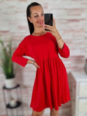 Fodros ujjú, bő szoknyarészű, pamut ruha S-M