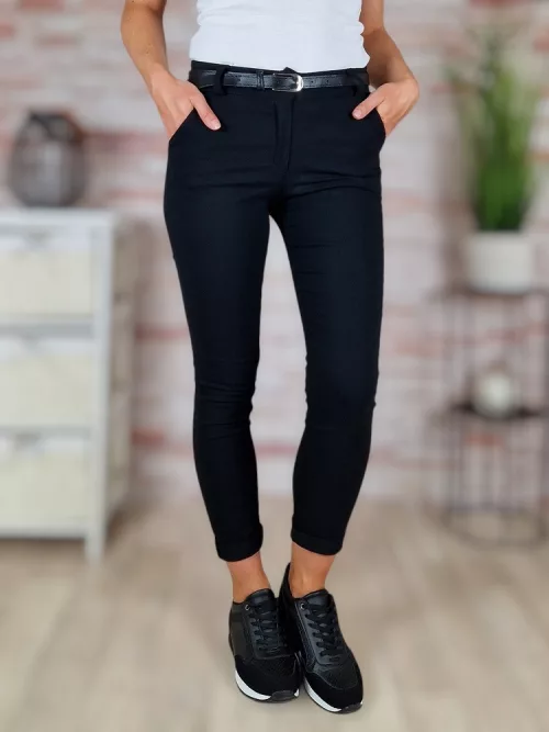 Sztreccses, öves, fekete nadrág S-XL-ig