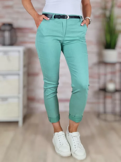 Sztreccses, öves, zöld nadrág S-XL-ig